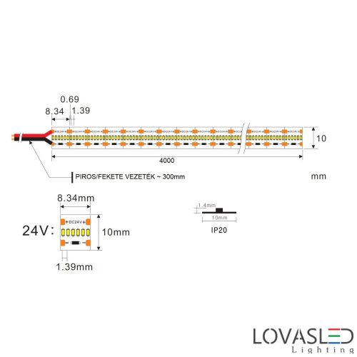 LovasLED LED szalag 24V 20W 3000K CRI>95 720LED/m